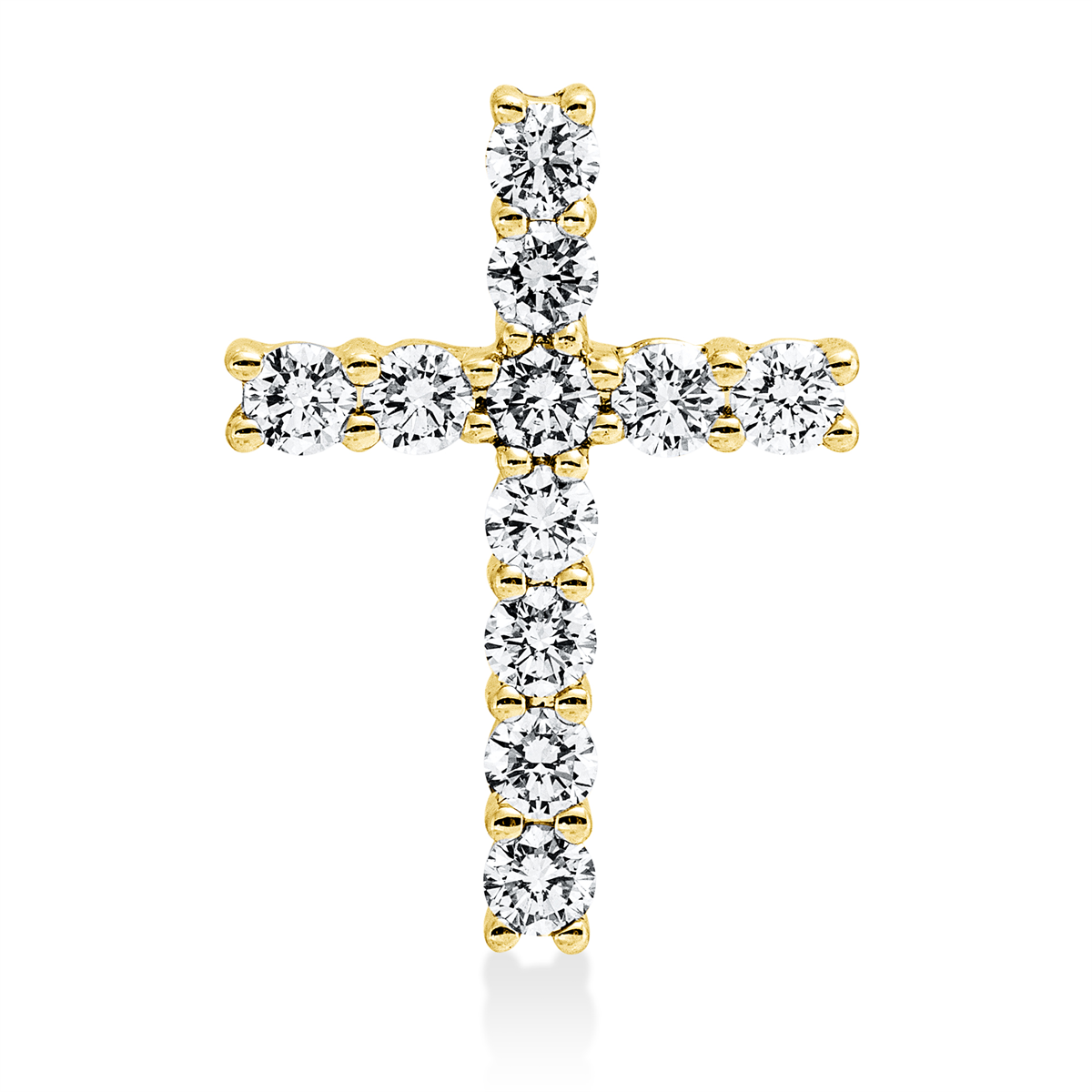 diamond full cut  cross pendant in yellow gold