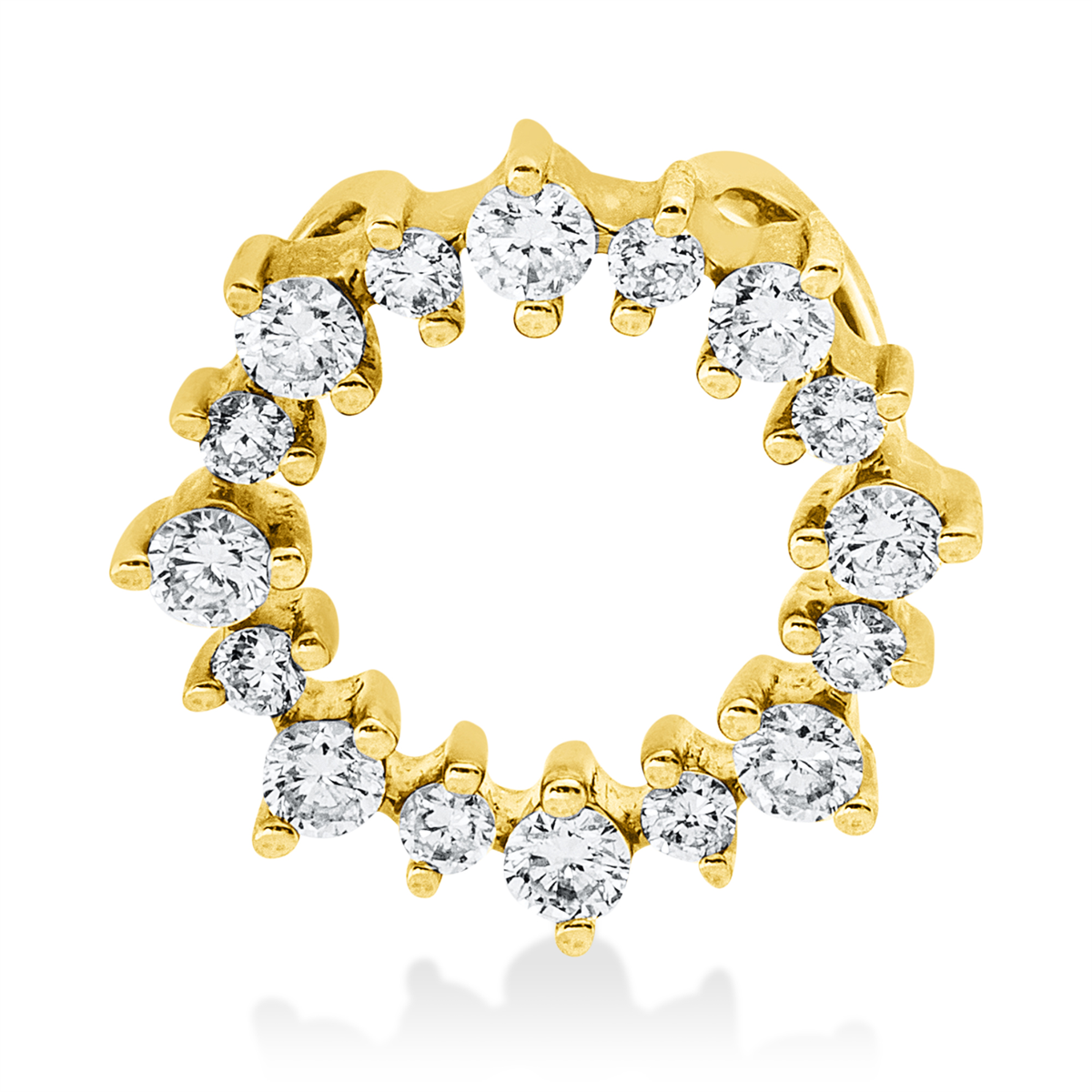 diamond full cut  modern woman pendant in yellow gold