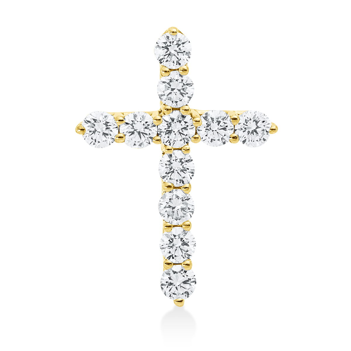 diamond full cut  cross pendant in yellow gold