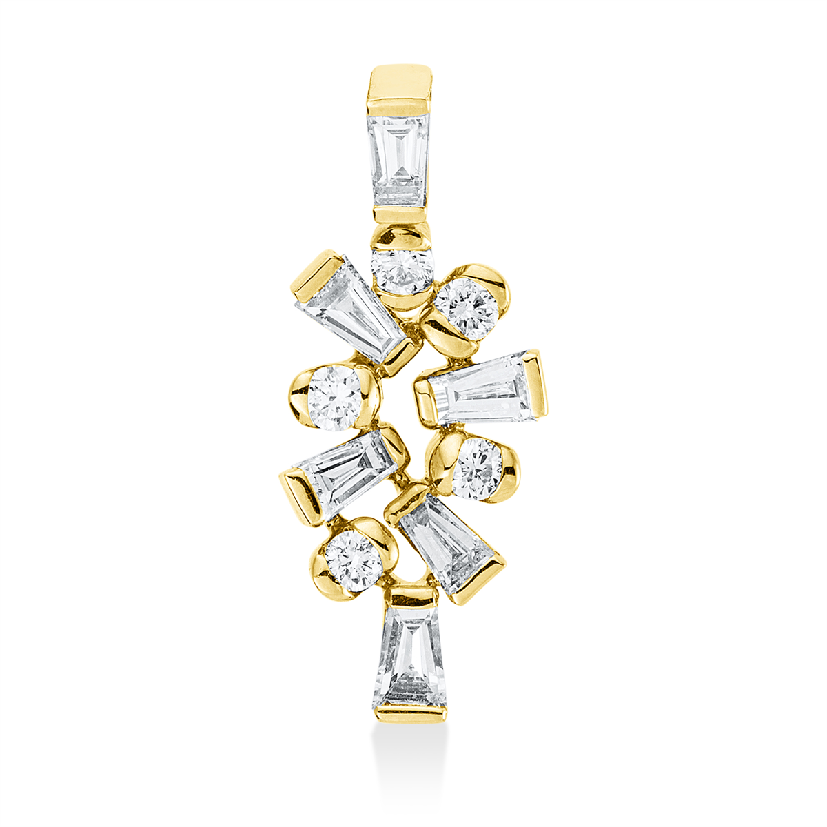 taper  baguette pendant in yellow gold