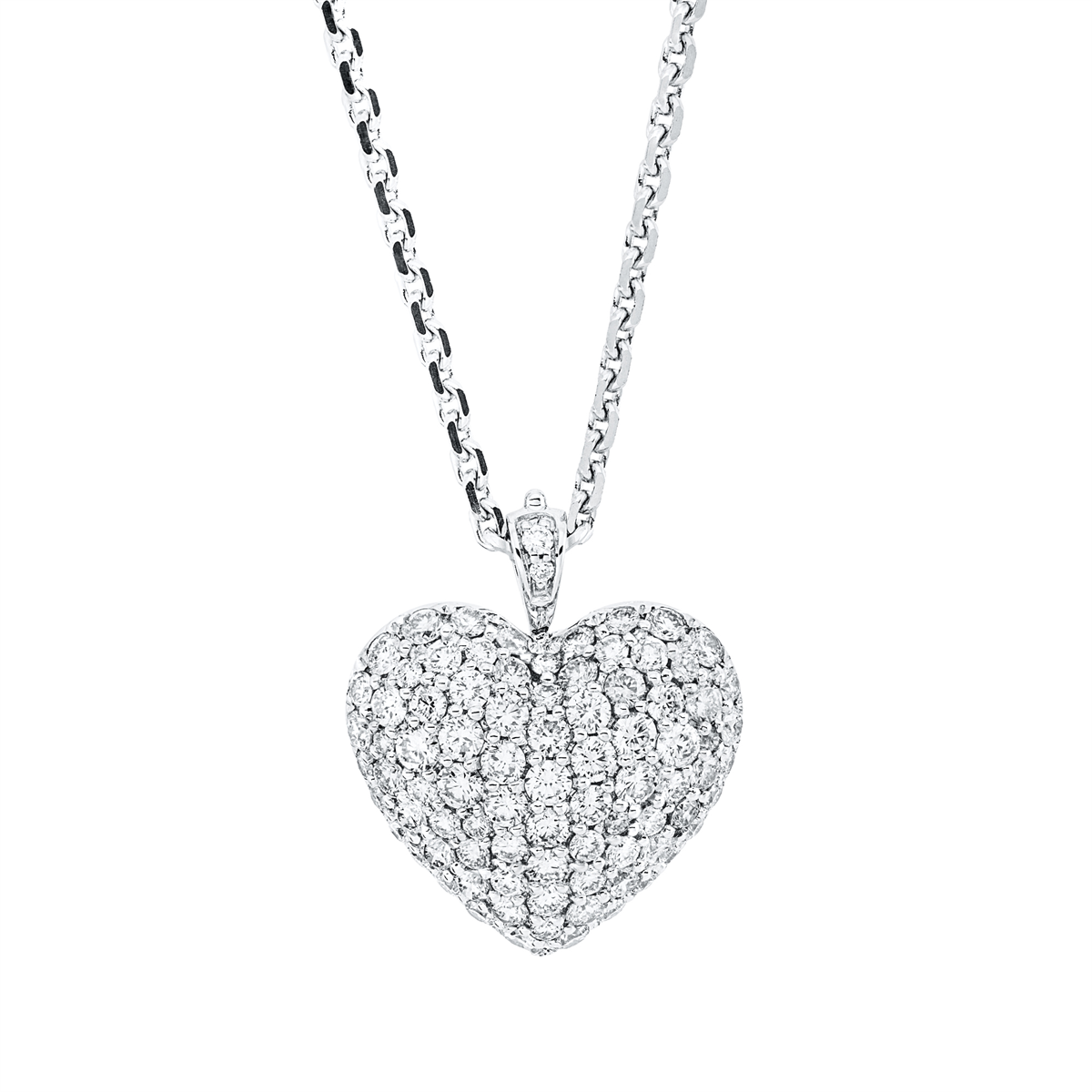 diamond full cut  heart pendant in white gold