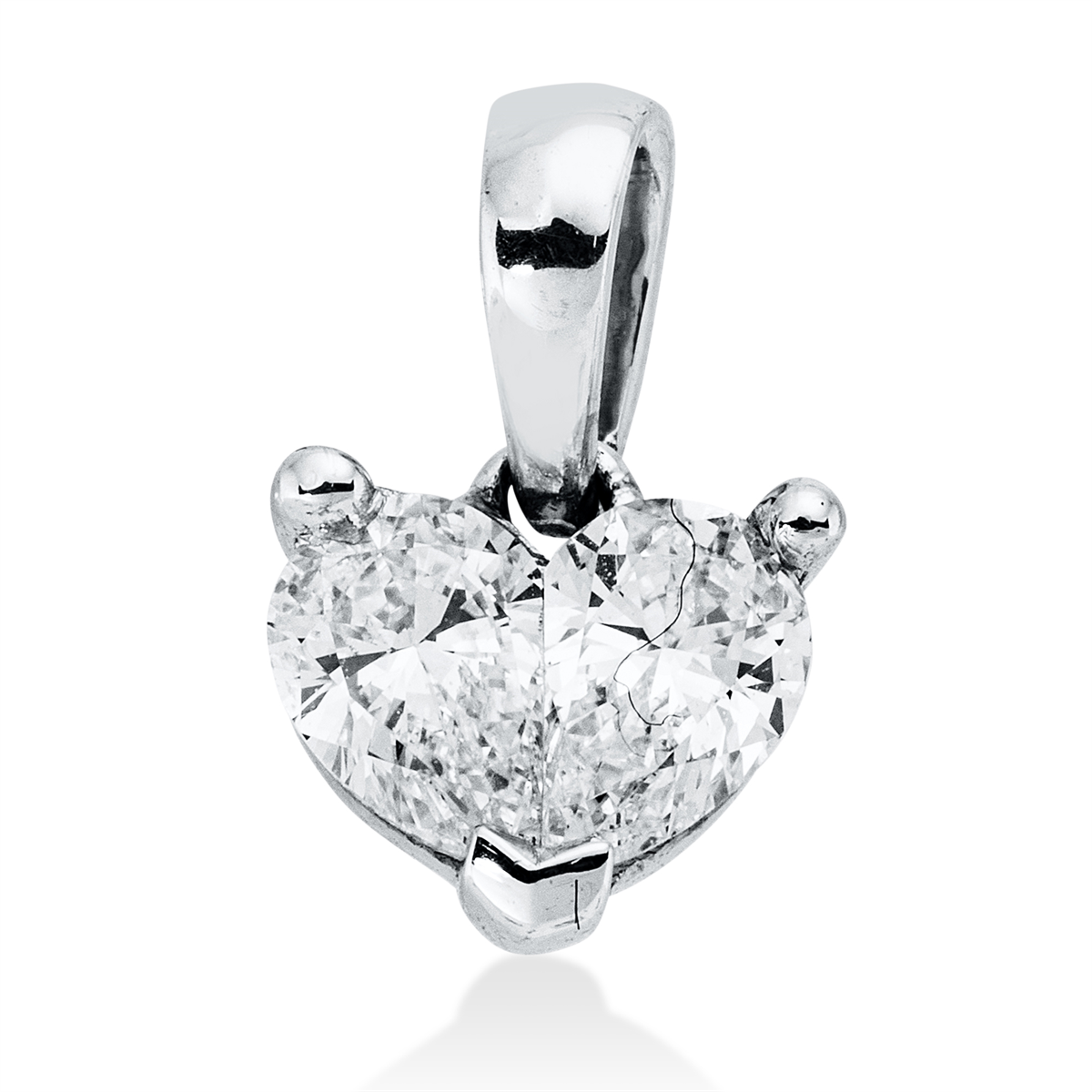 pear shape  heart pendant in white gold