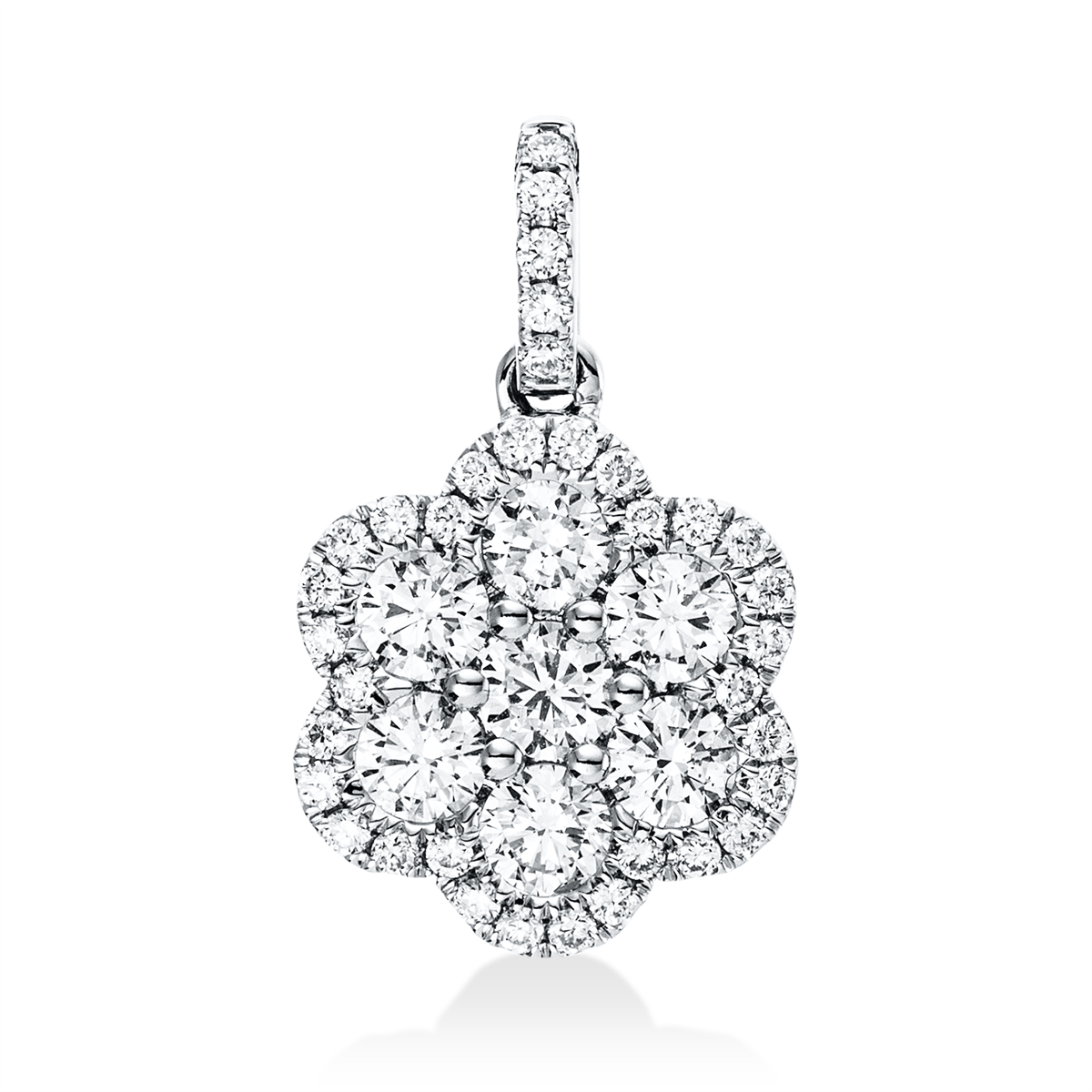 diamond full cut  illusion classic pendant in white gold