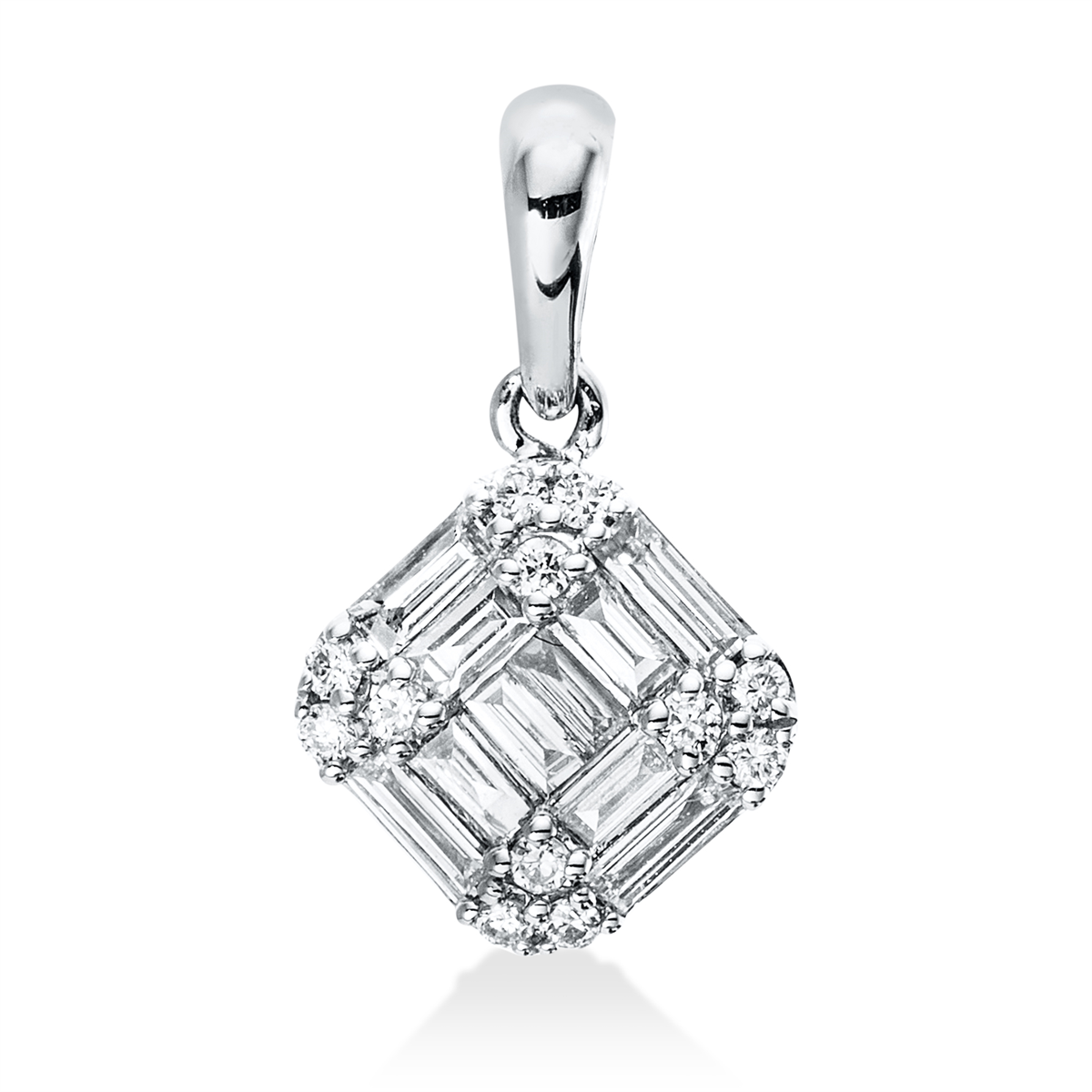 baguette  baguette illusion pendant in white gold