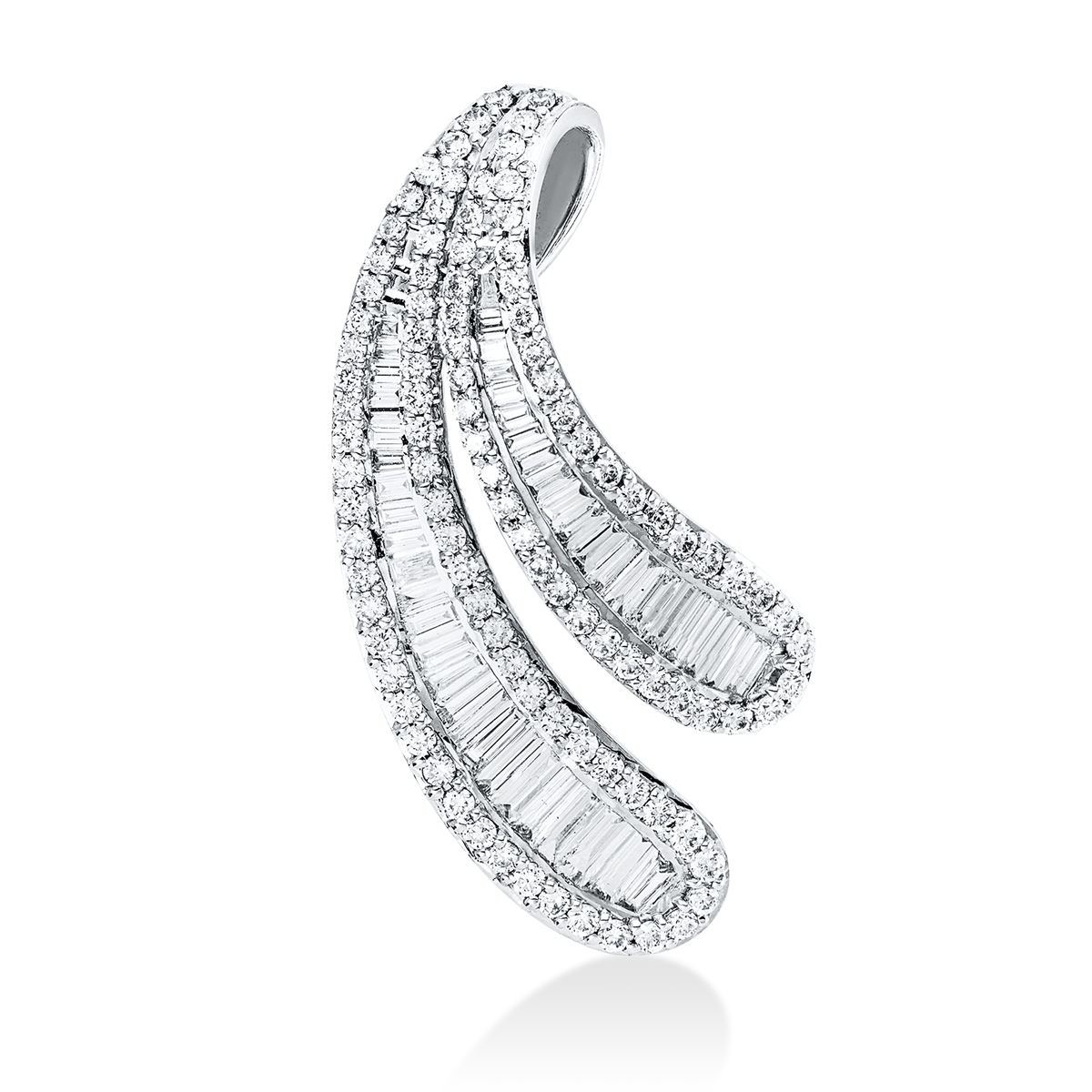 taper  baguette pendant in white gold