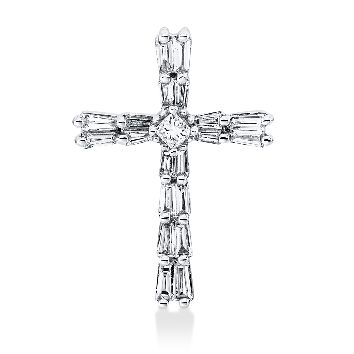 taper  baguette pendant in white gold