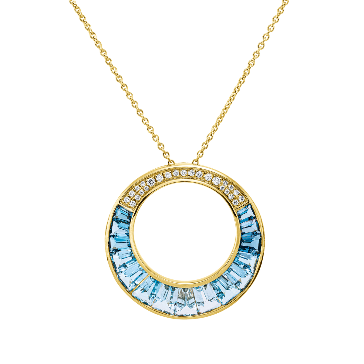 diamond full cut topaz colored stone fashion pendant in yellow gold