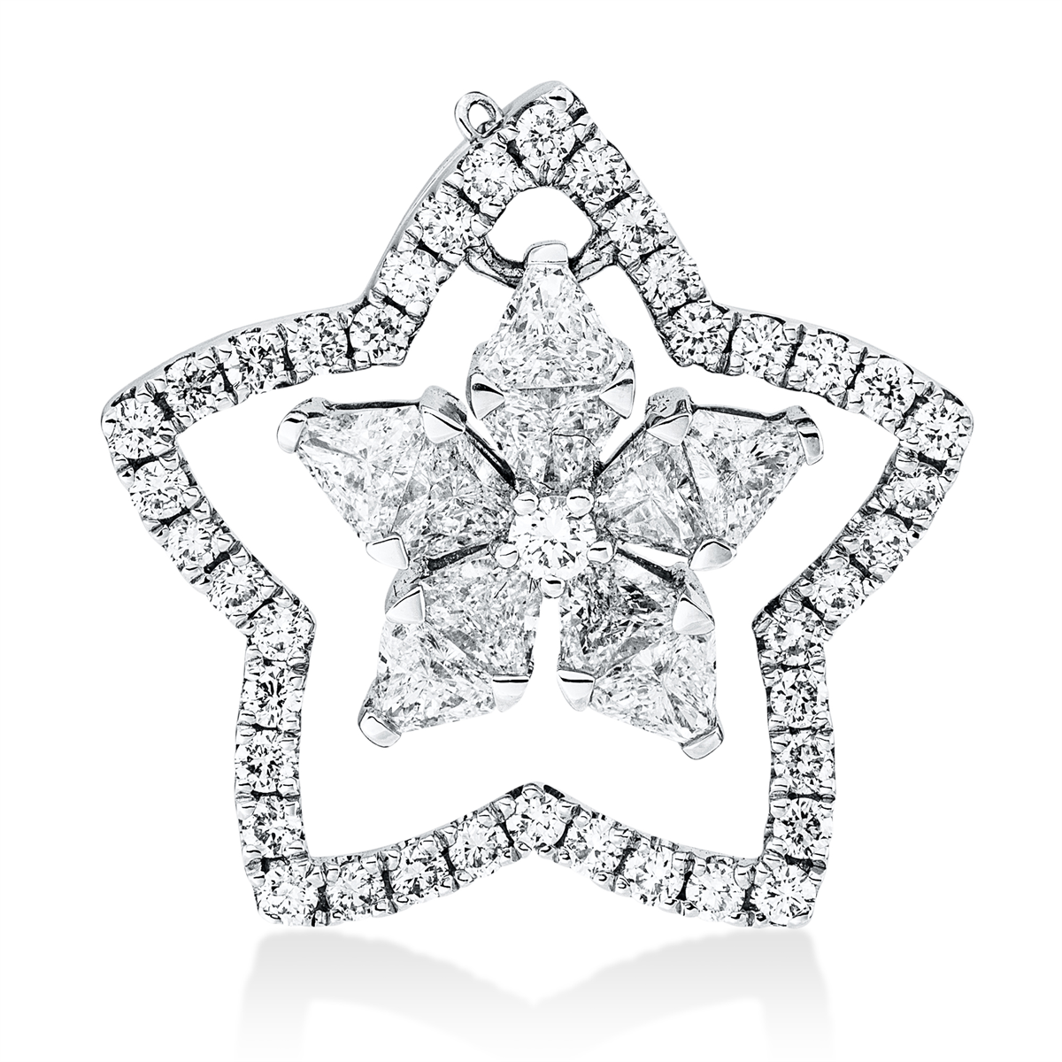 triangle special cut  illusion classic pendant in white gold