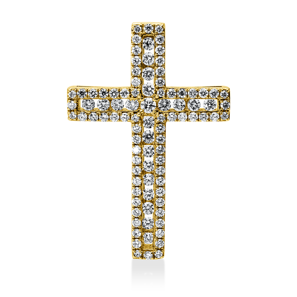 diamond full cut  cross pendant in yellow gold