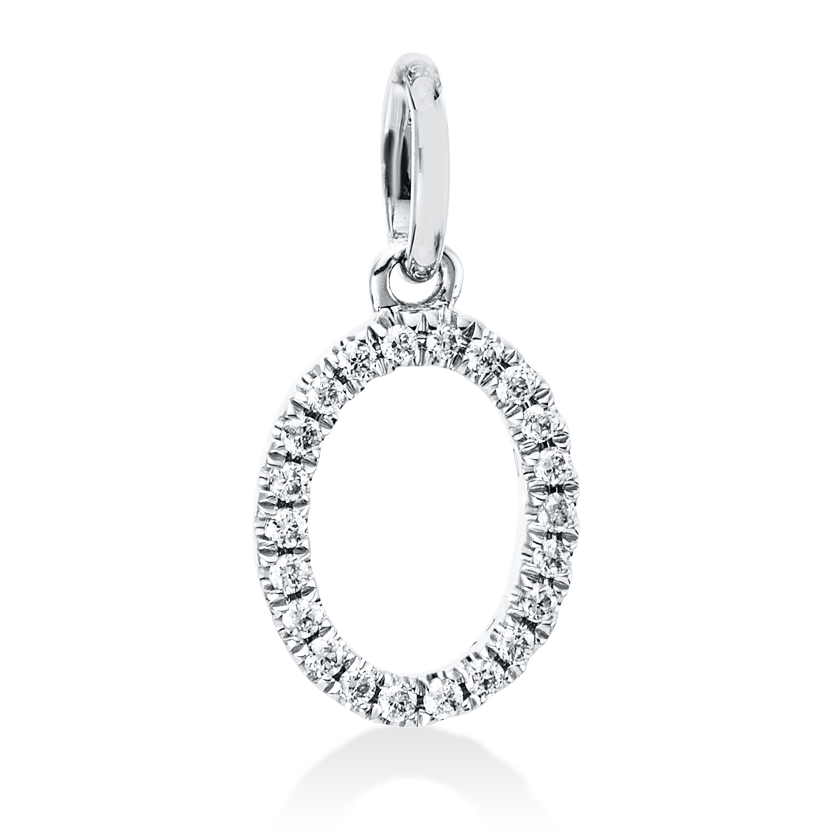 diamond full cut  letter pendant in white gold