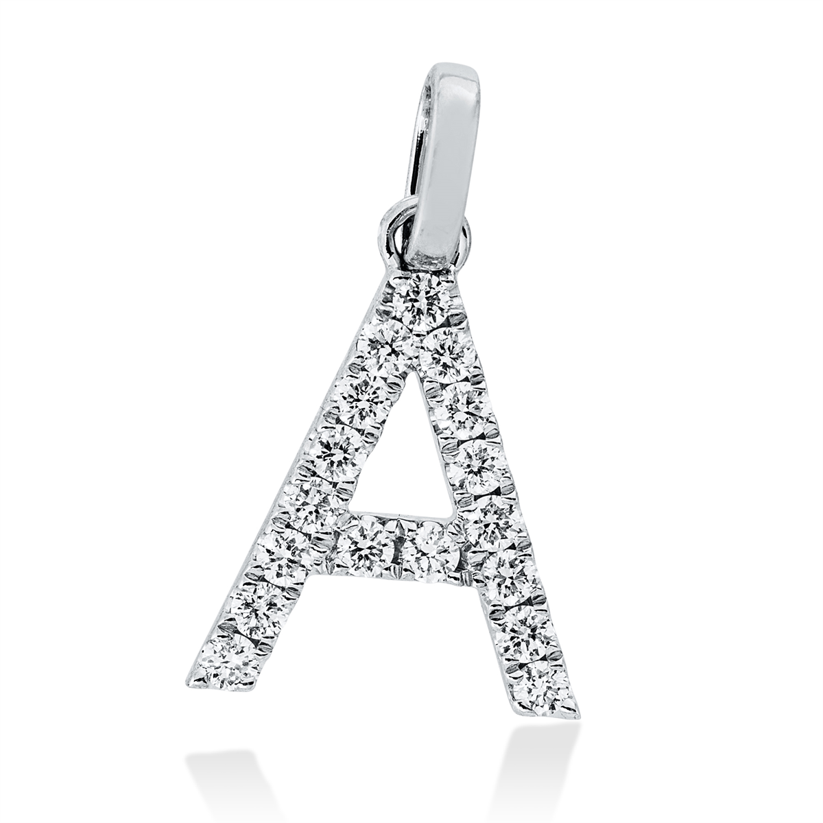 diamond full cut  letter pendant in white gold