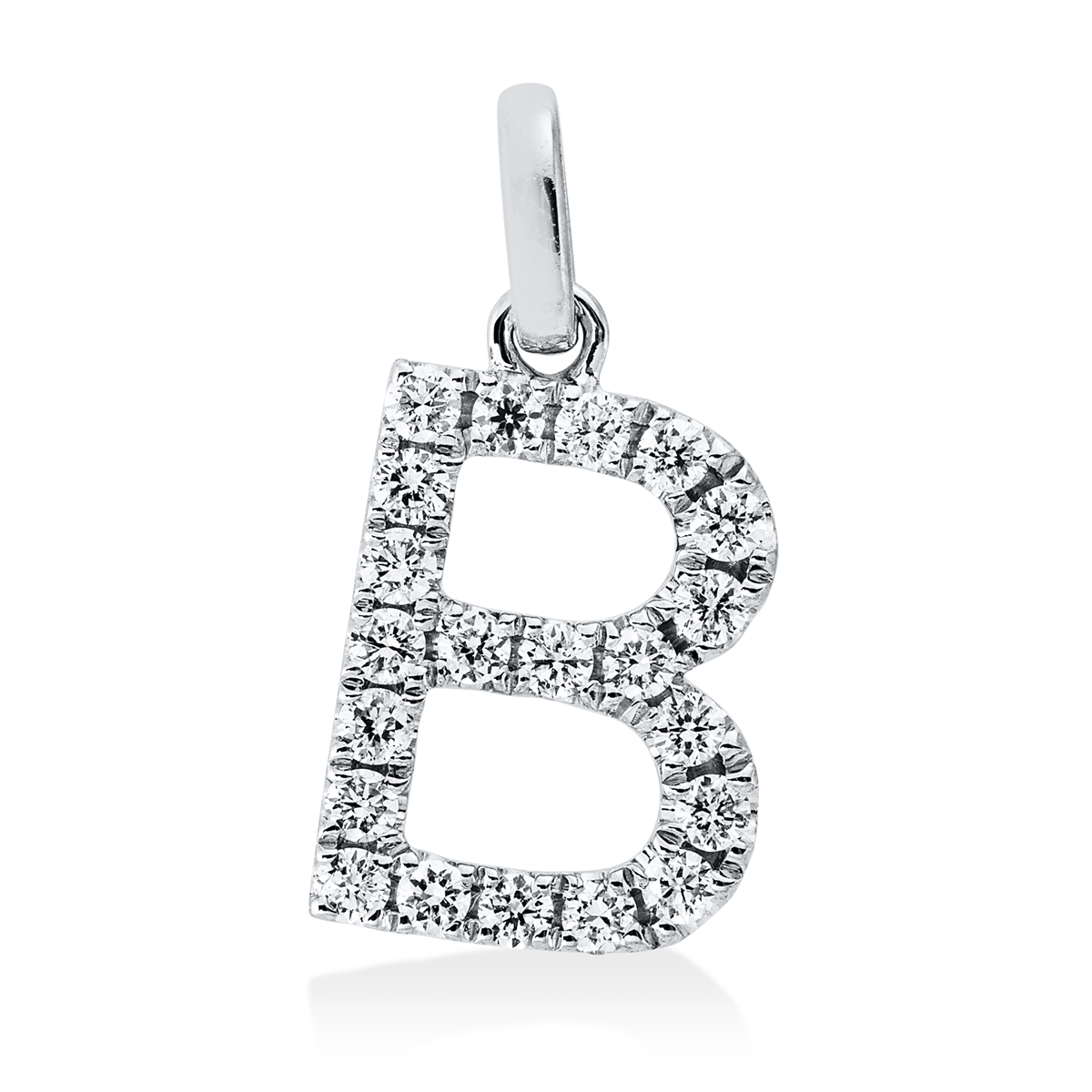 diamond full cut  letter pendant in white gold