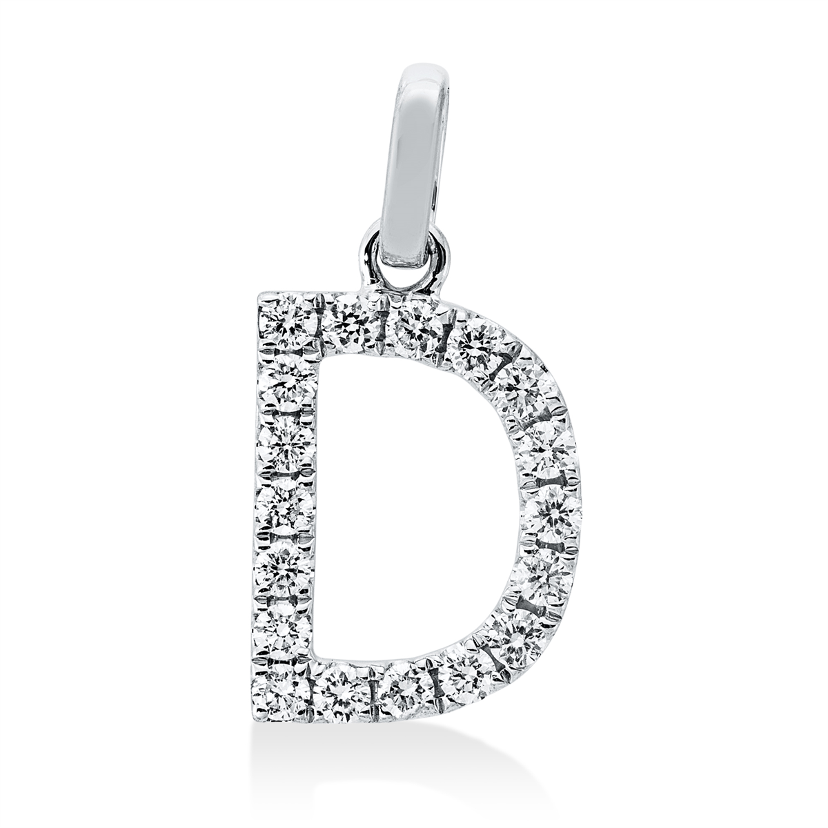 diamond full cut  letter pendant in white gold
