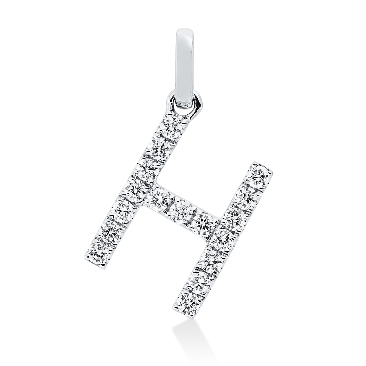 diamond full cut  letter pendant in white gold