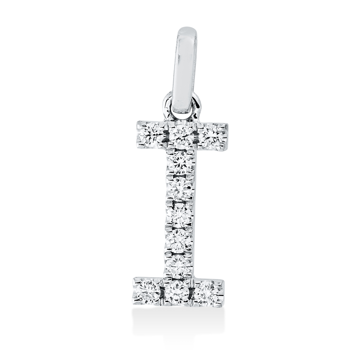 diamond full cut  letter pendant in white gold
