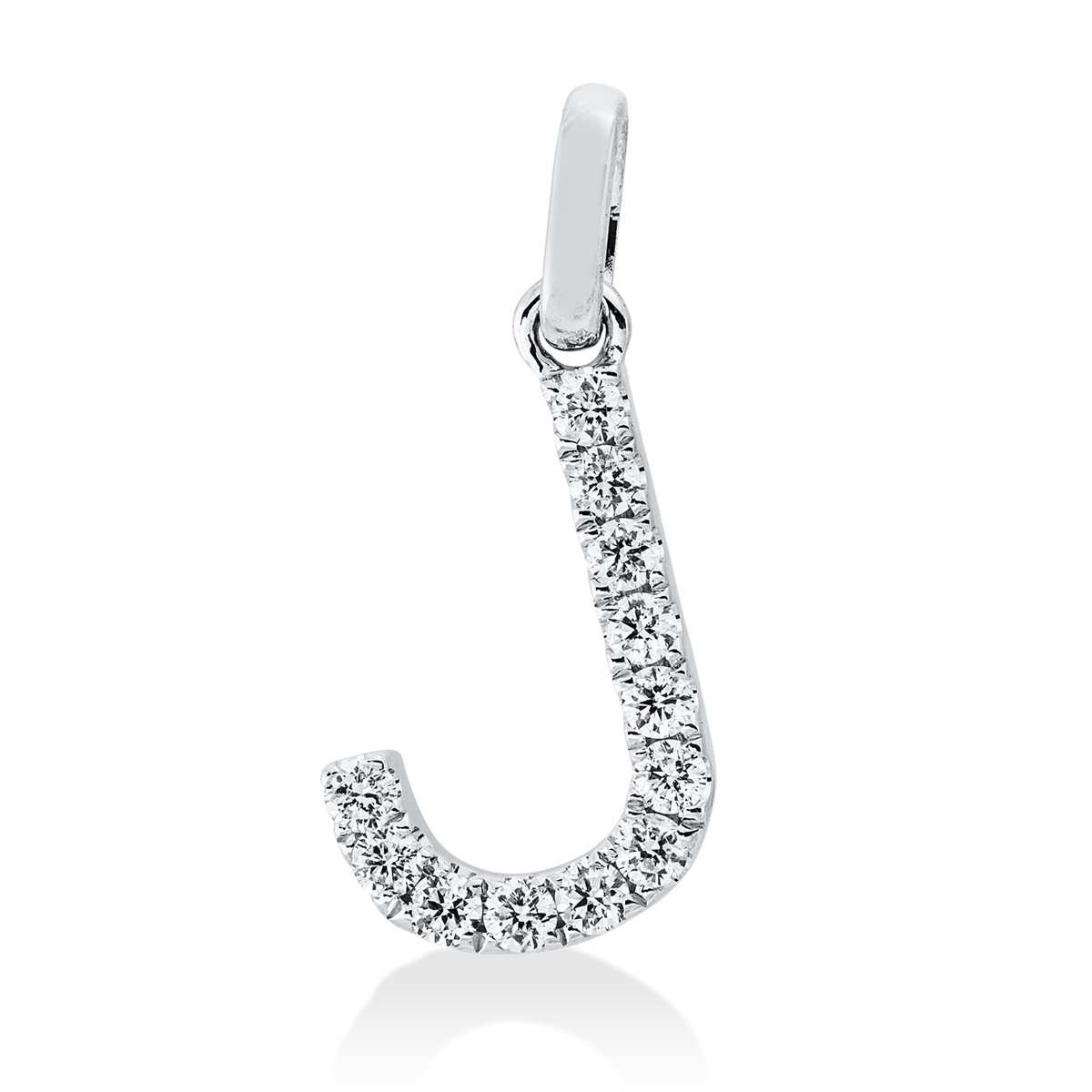 diamond full cut  letter pendant in white gold