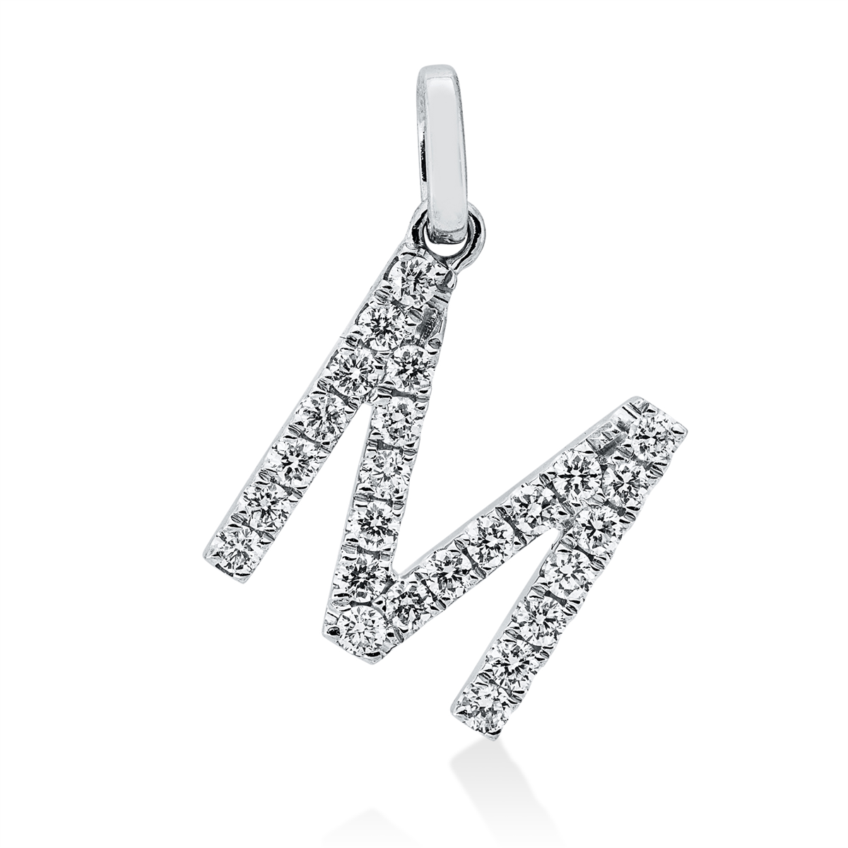 diamond full cut  letter pendant in white gold