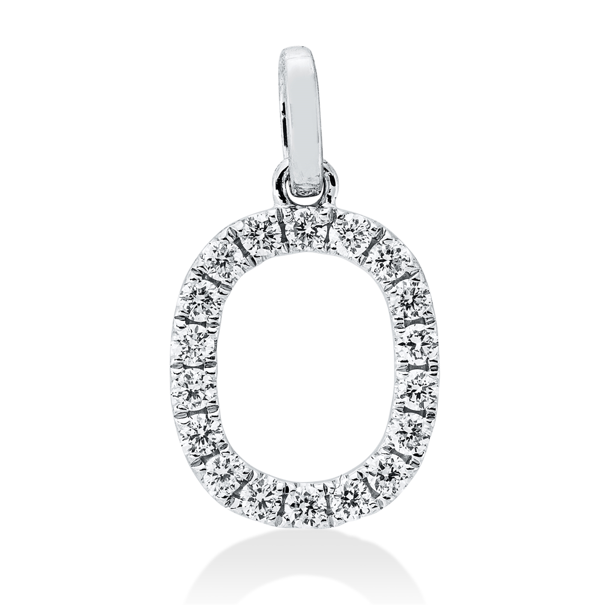 diamond full cut  letter pendant in white gold