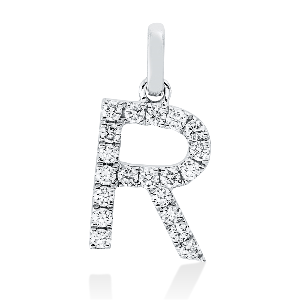 diamond full cut  letter pendant in white gold