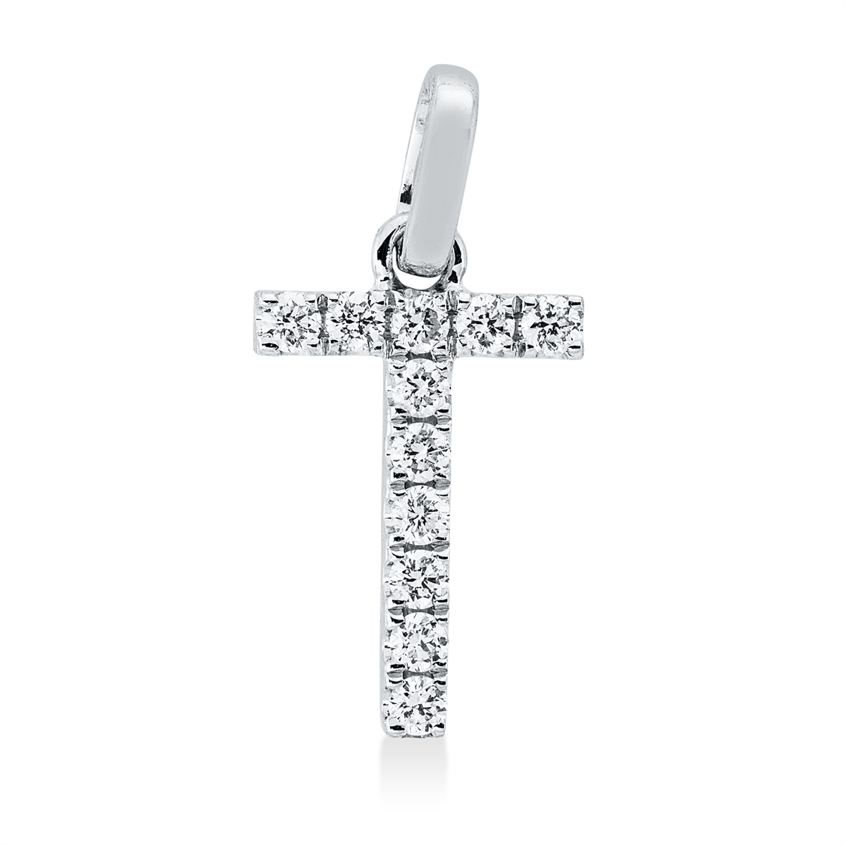diamond full cut  letter pendant in white gold