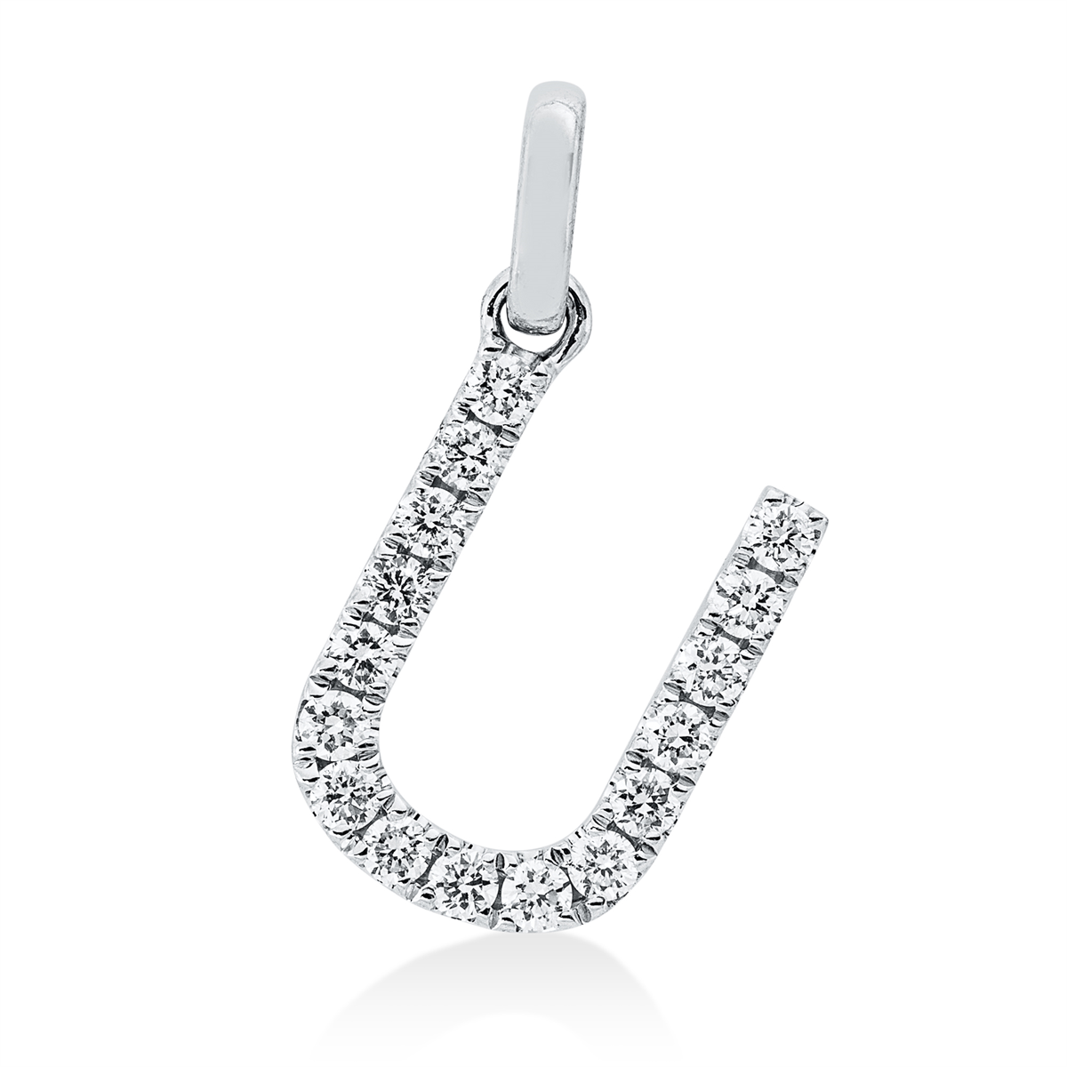diamond full cut  letter pendant in white gold