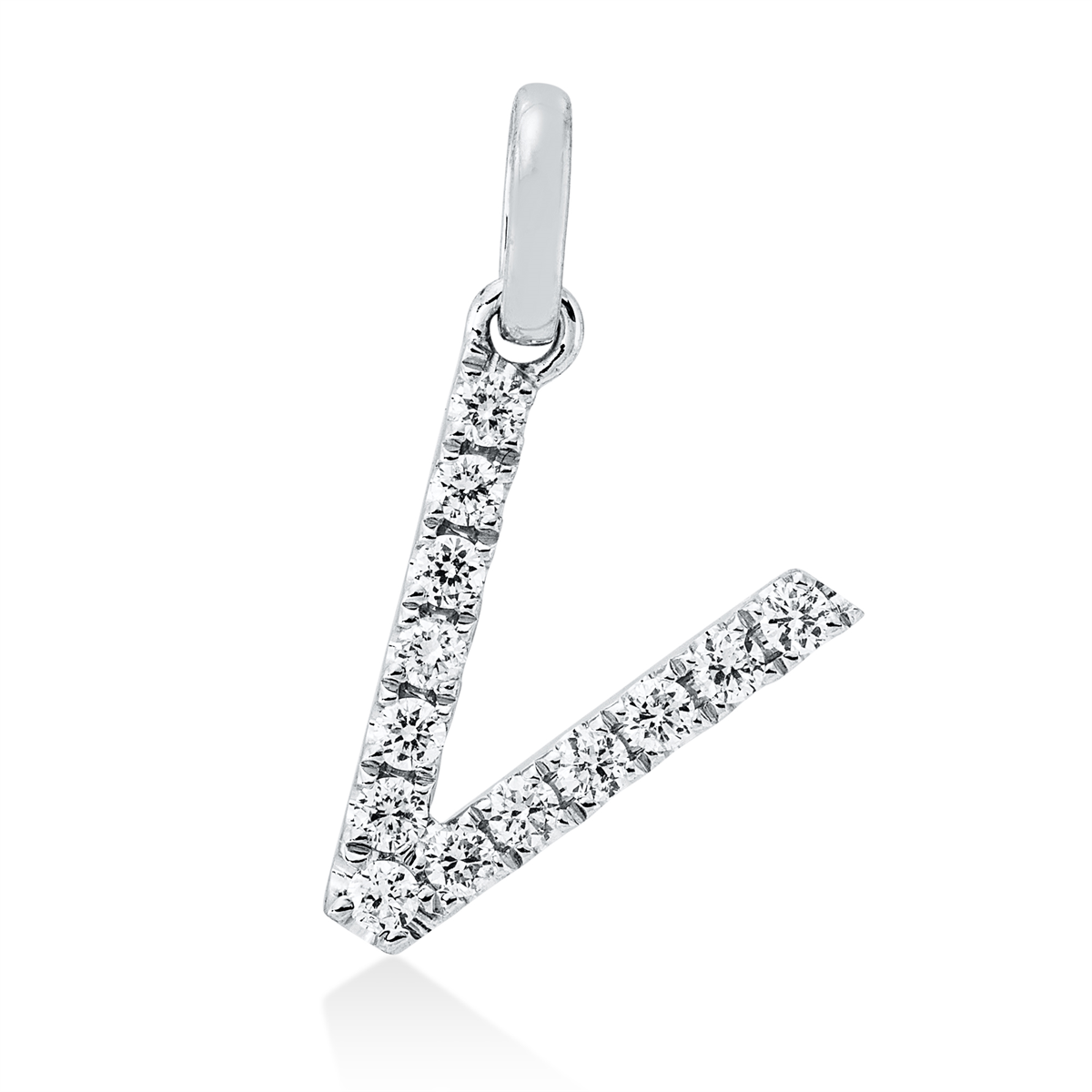 diamond full cut  letter pendant in white gold