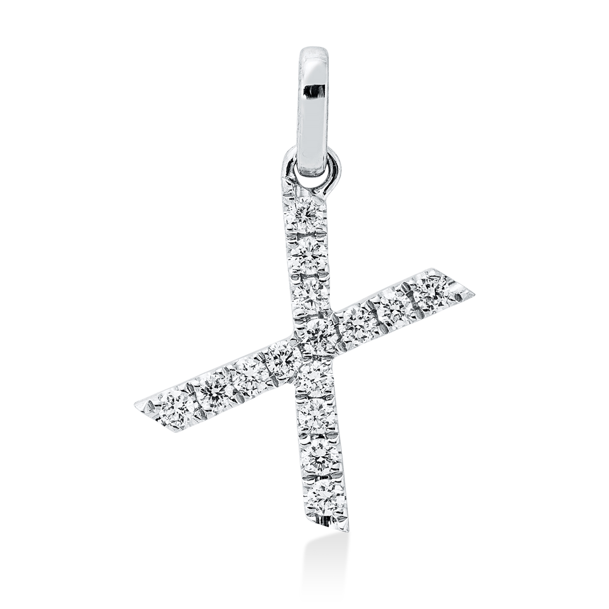 diamond full cut  letter pendant in white gold