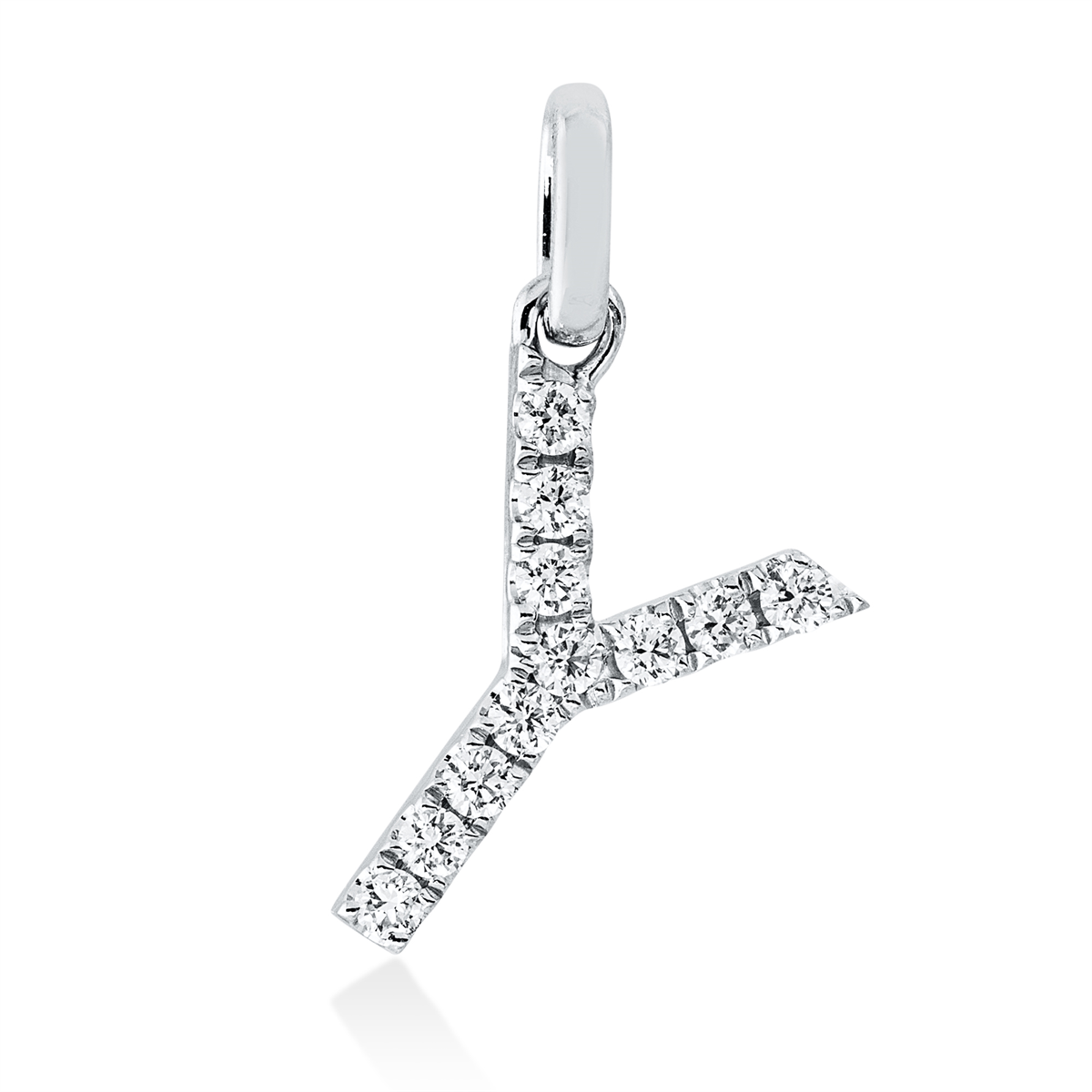 diamond full cut  letter pendant in white gold