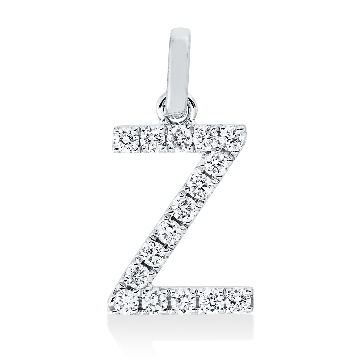 diamond full cut  letter pendant in white gold