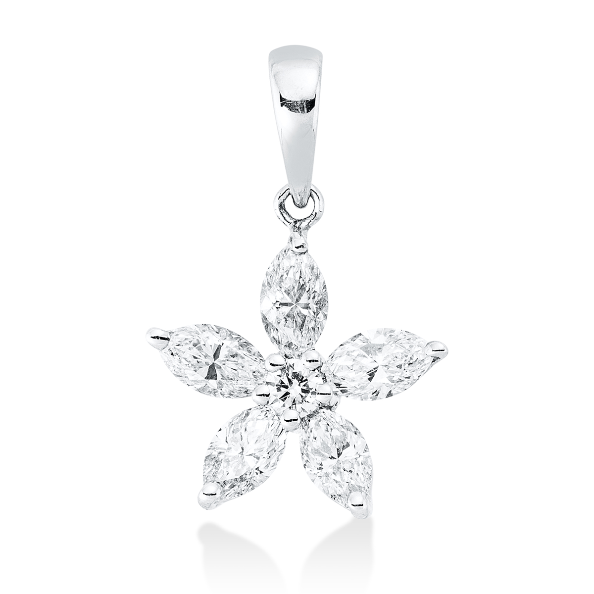 diamond full cut  modern woman pendant in white gold