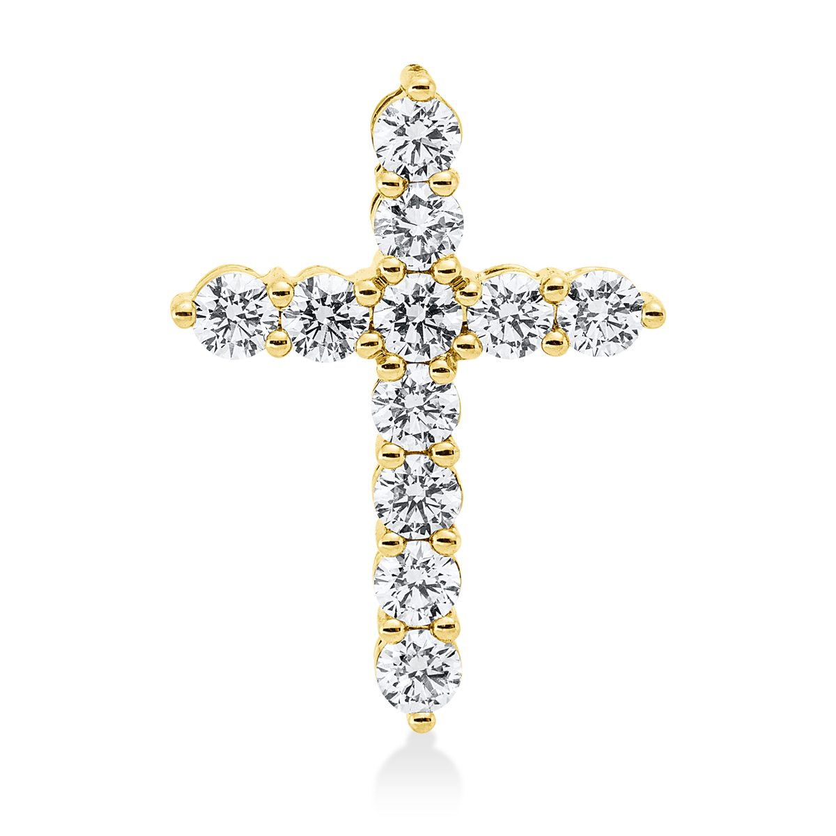 diamond full cut  cross pendant in yellow gold