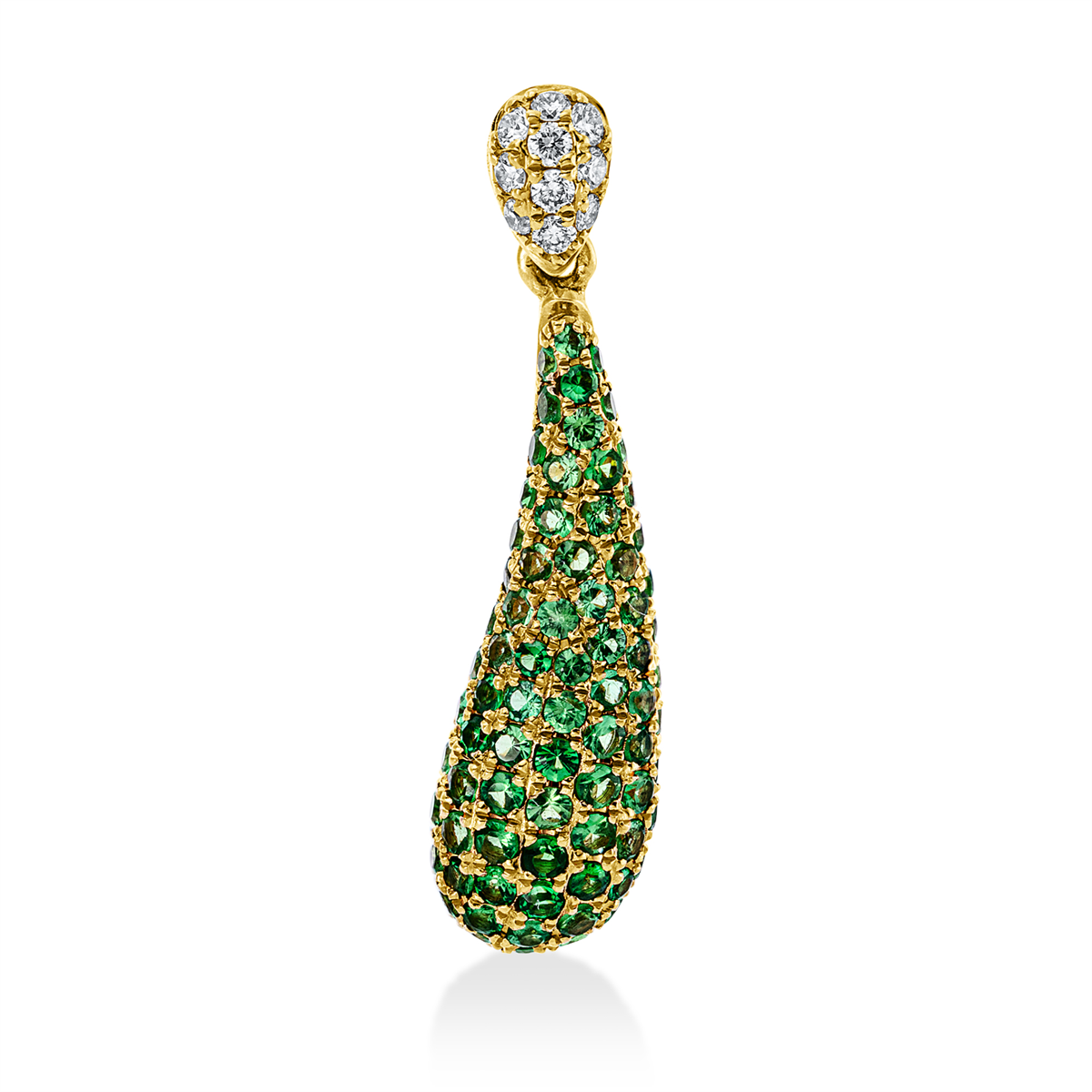 diamond full cut tsavorite colored stone fashion pendant in yellow gold