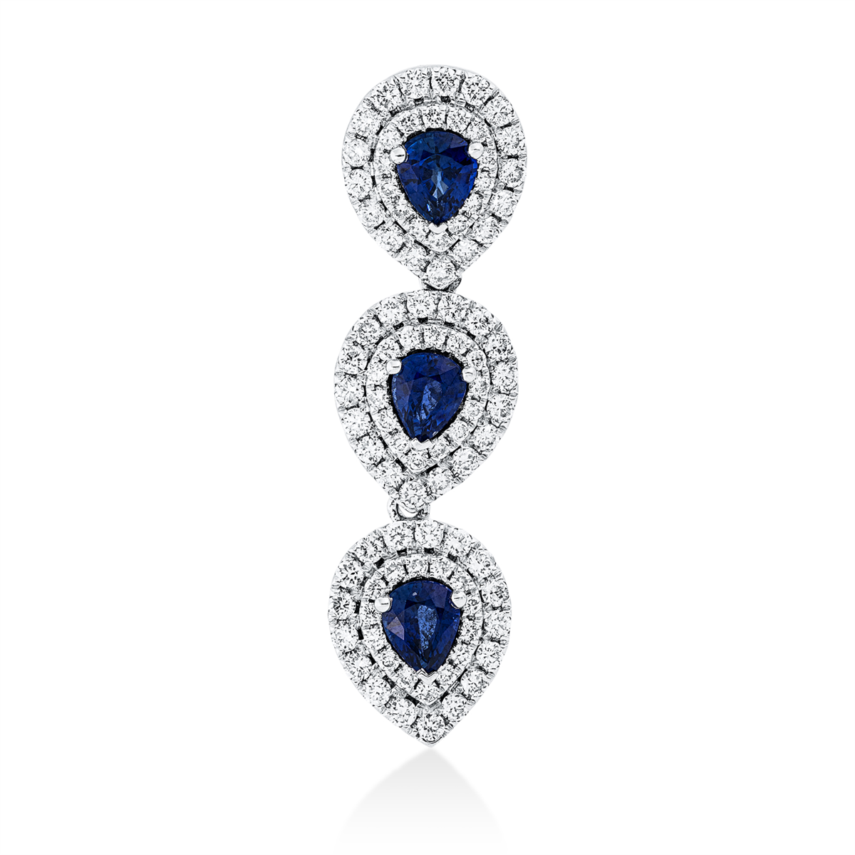 diamond full cut sapphire colored stone classic pendant in white gold
