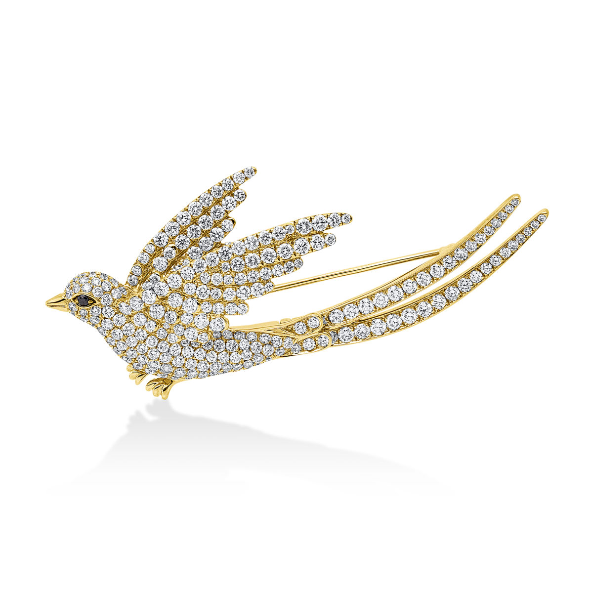 diamond full cut  animal brooch in yellow gold