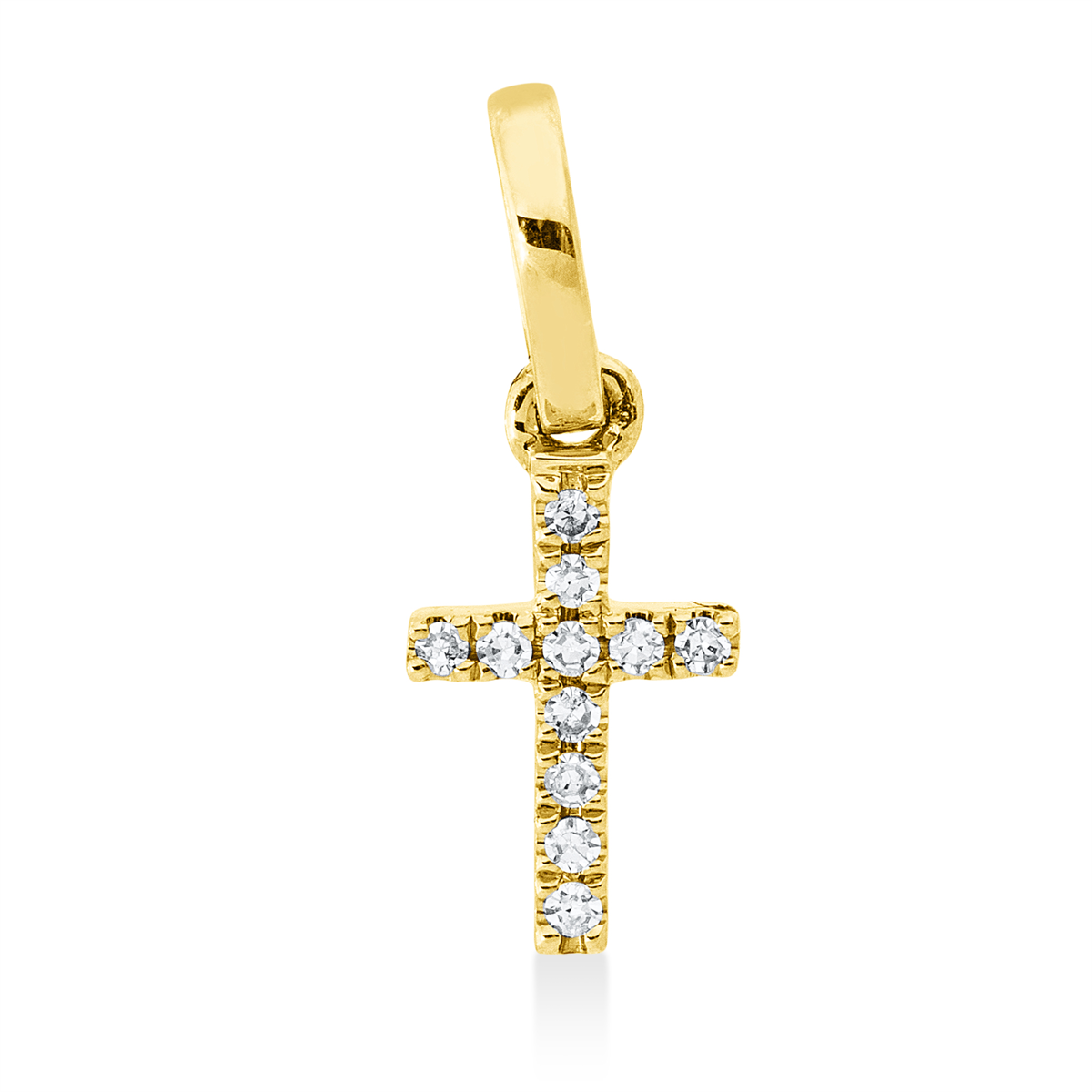 diamond single cut  cross pendant in yellow gold