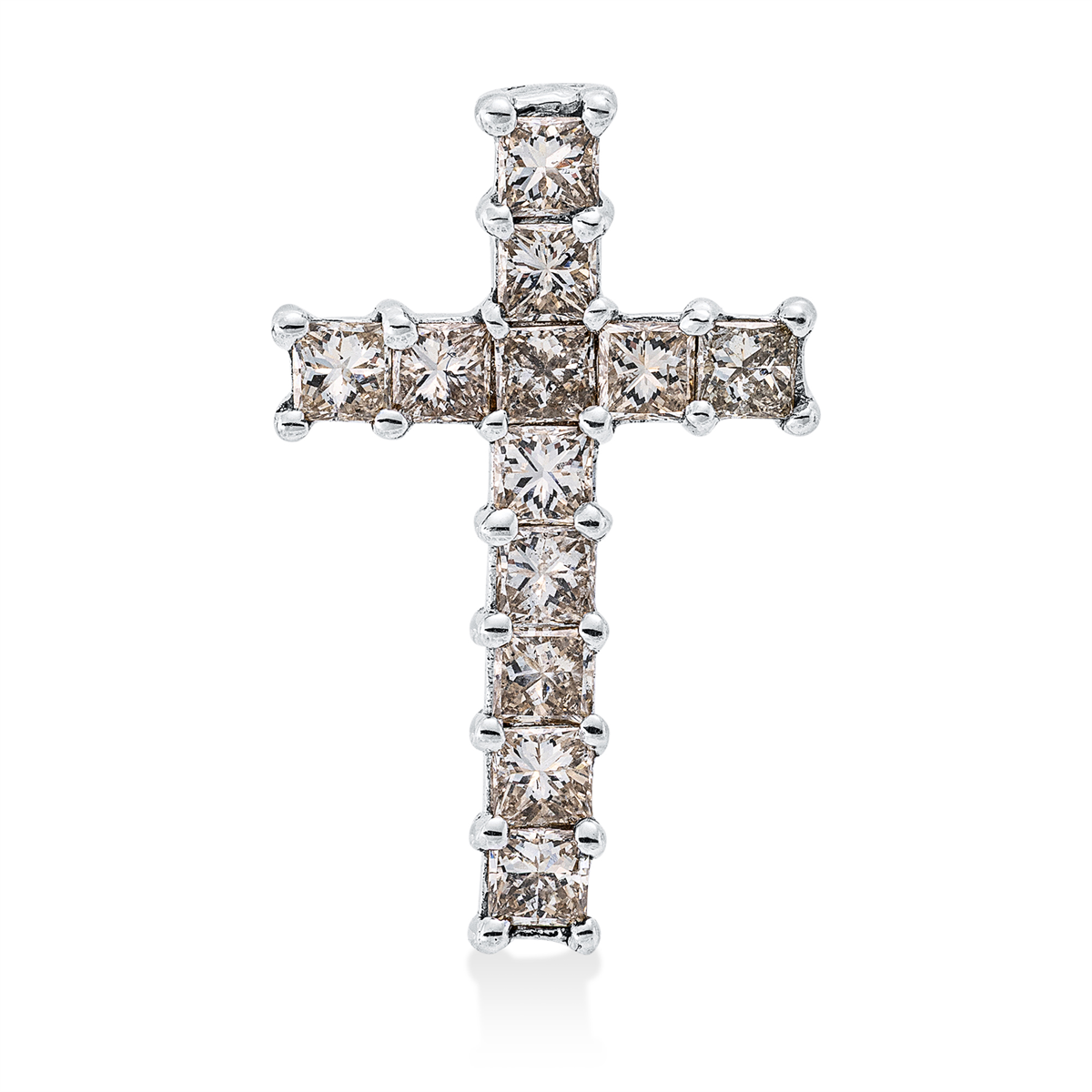princess  cross pendant in white gold