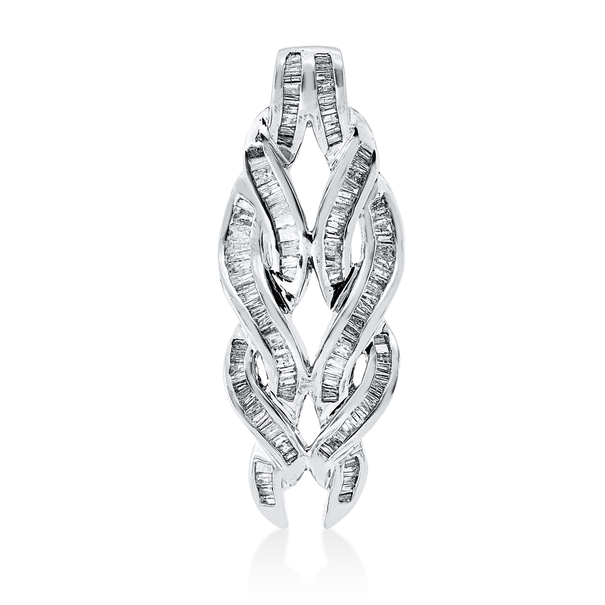 taper  baguette pendant in white gold