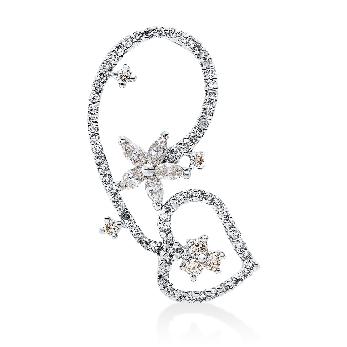 diamond full cut  modern woman pendant in white gold