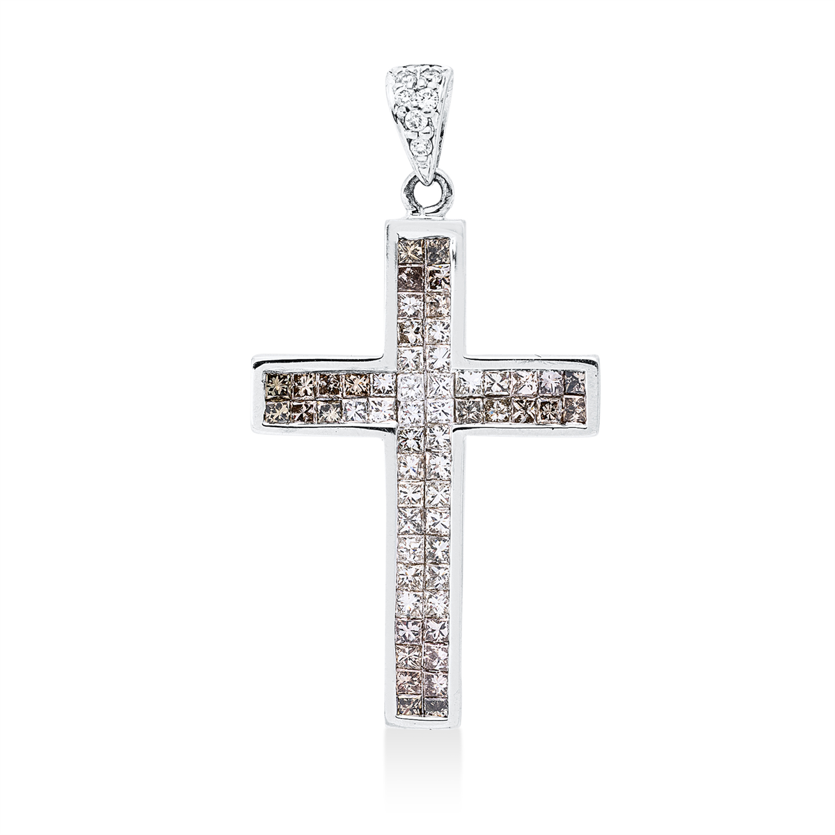 princess  fancy colored diamond pendant in white gold