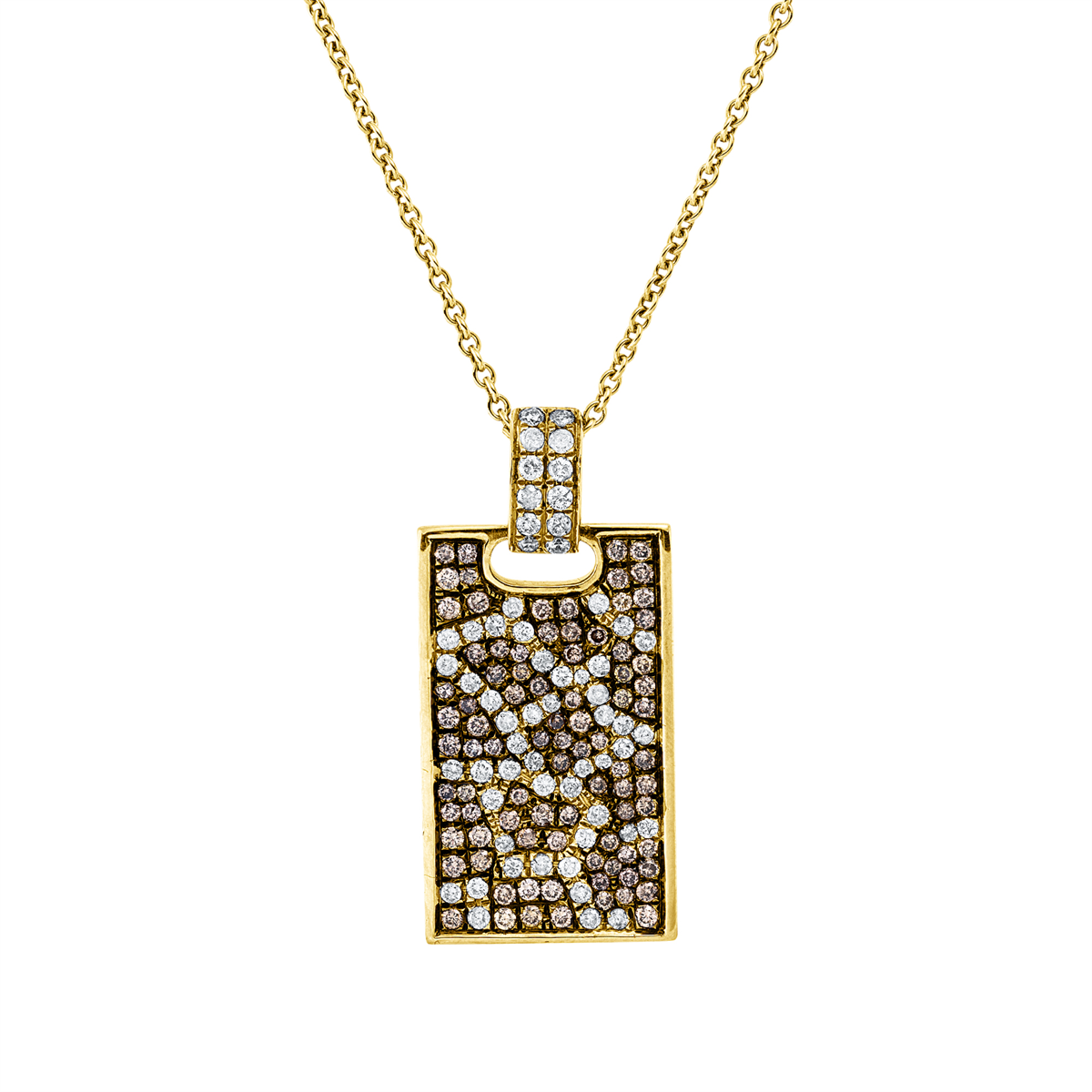 diamond full cut  fancy colored diamond pendant in yellow gold