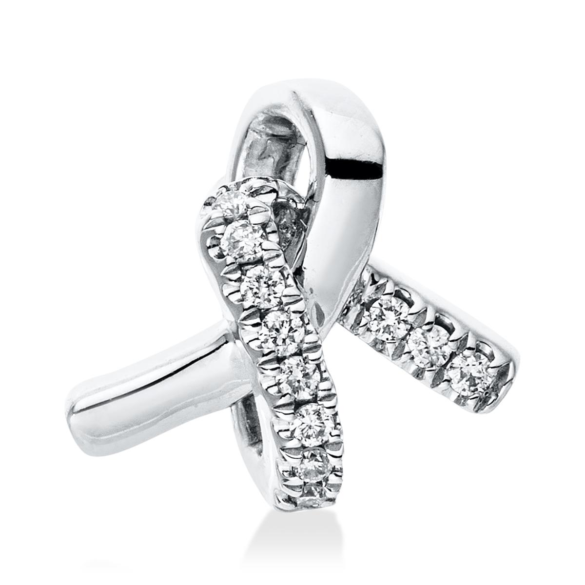 diamond full cut  modern woman pendant in white gold