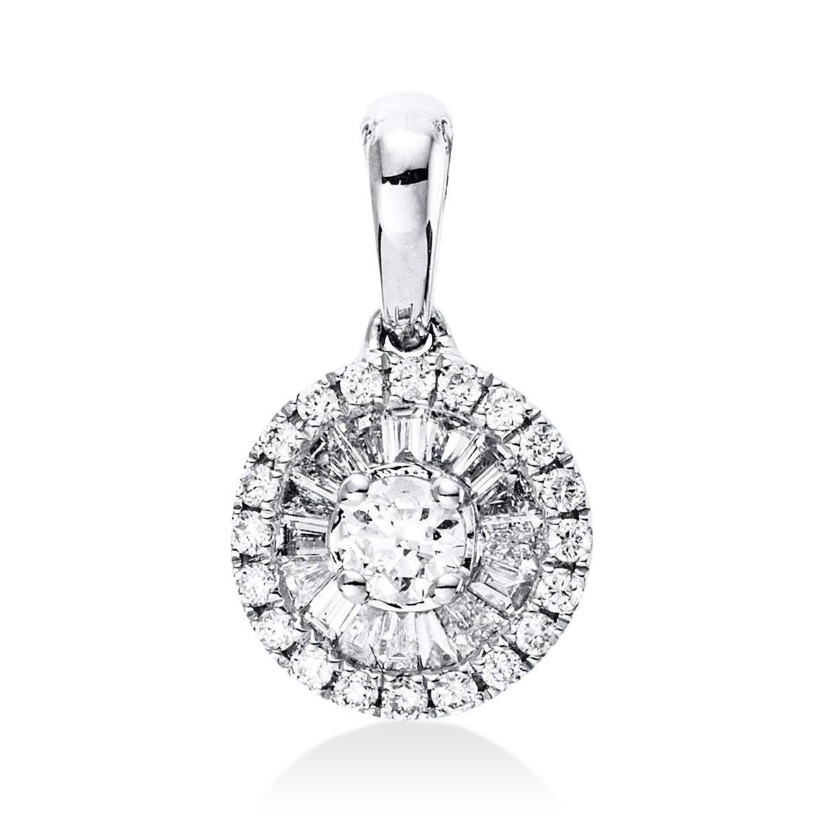 taper  baguette illusion pendant in white gold
