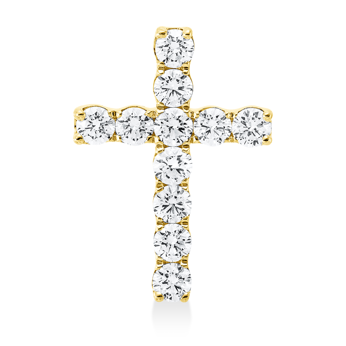 diamond full cut  cross pendant in yellow gold