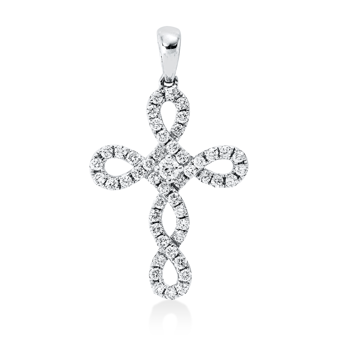 diamond full cut  cross pendant in white gold