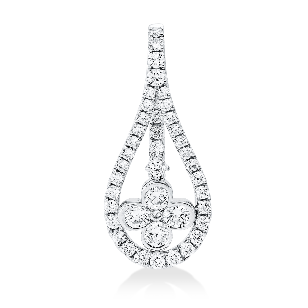 diamond full cut  modern woman pendant in white gold