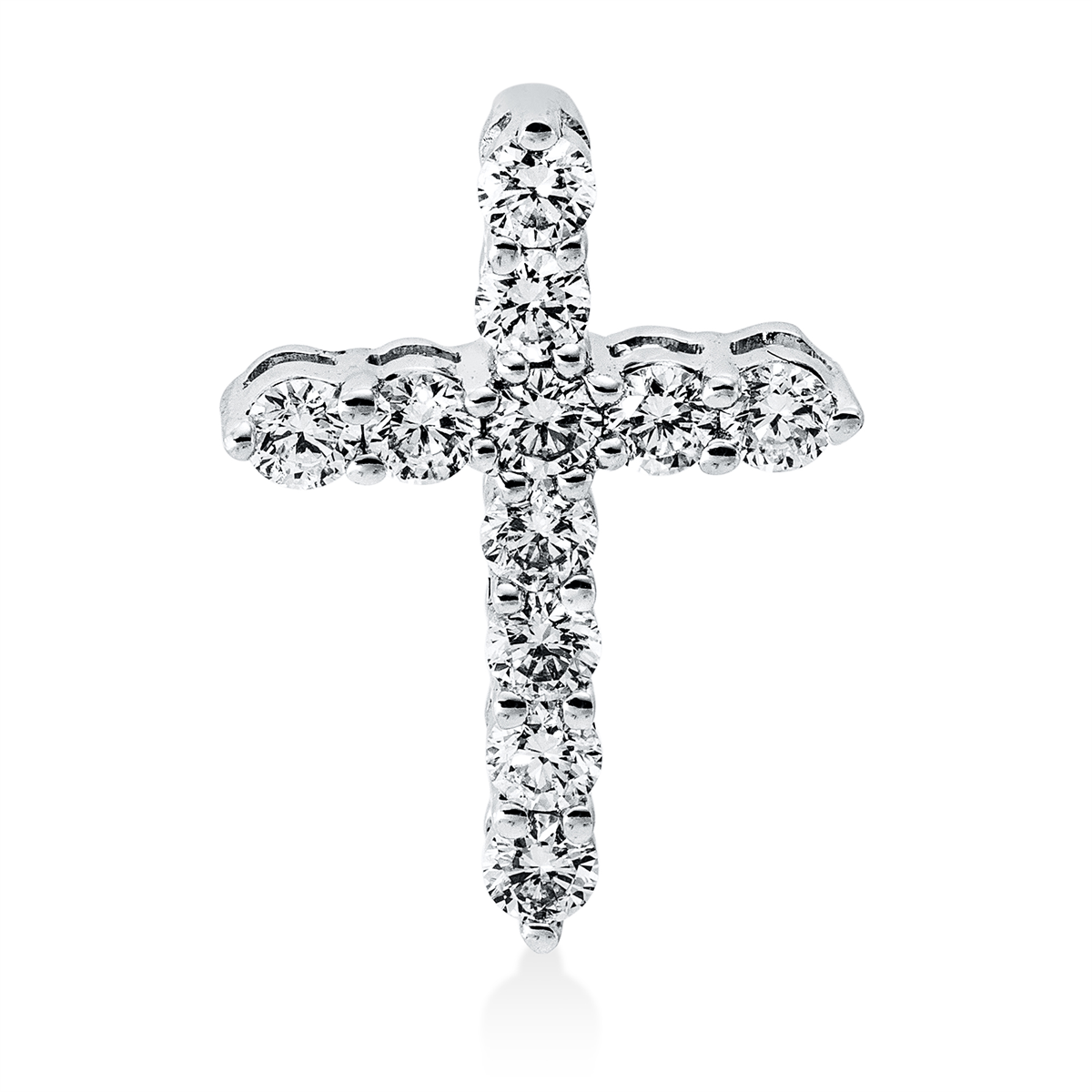 diamond full cut  cross pendant in white gold
