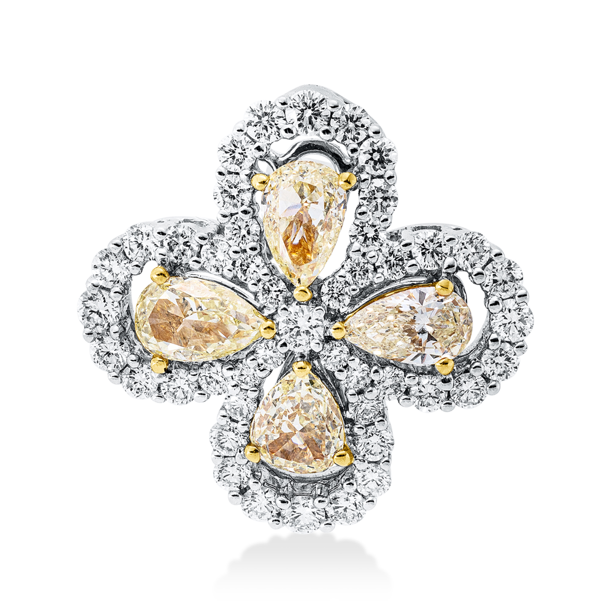 diamond full cut  fancy colored diamond pendant in white gold / yellow gold