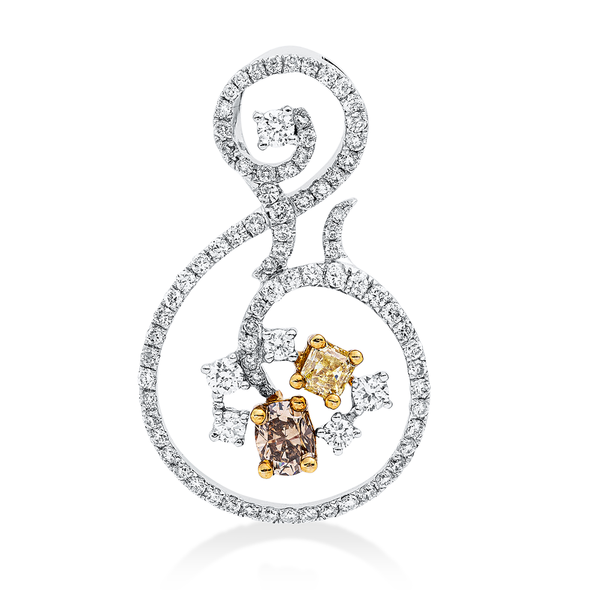 diamond full cut  modern woman pendant in white gold