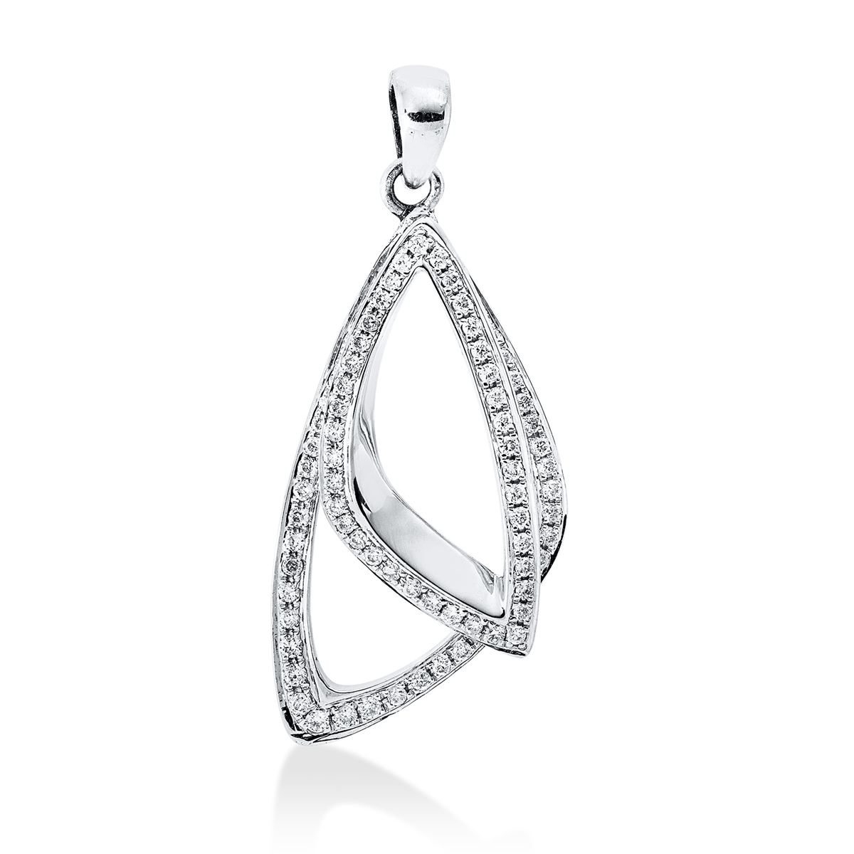 diamond full cut  modern woman pendant in white gold