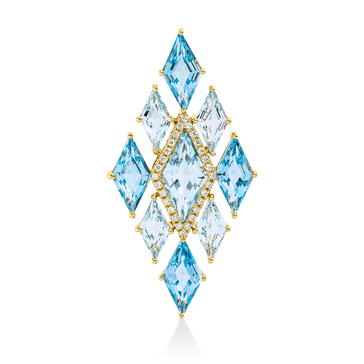 diamond full cut topaz colored stone fashion pendant in yellow gold